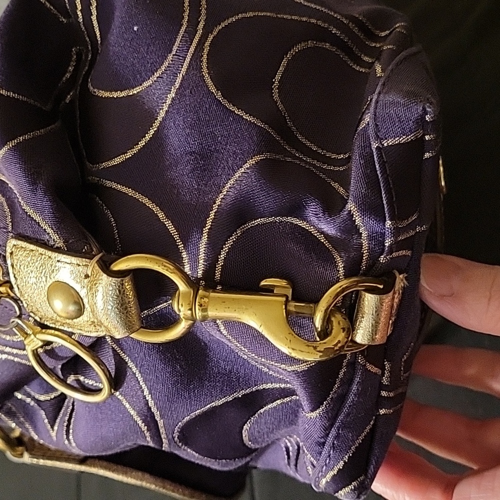Coach Poppy Purple and Gold Metalic Satchel Purse - Picture 10 of 17